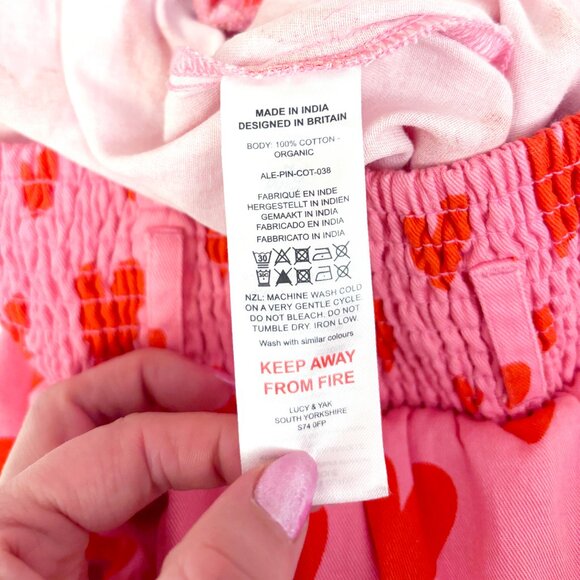 Lucy & Yak Alexa cotton trousers in pink heart cupid print size Medium - Picture 4 of 7